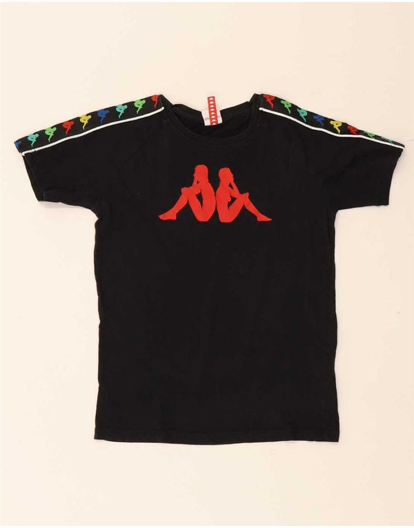 T-shirt grafica Kappa per ragazzi 11-12 anni in cotone nero