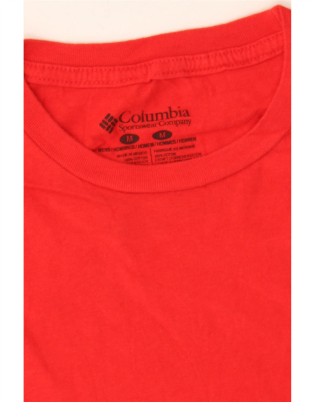 COLUMBIA Mens Graphic T-Shirt Top Medium Red Cotton Vintage Columbia and Second-Hand Columbia from Messina Hembry 