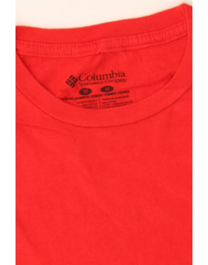 COLUMBIA Mens Graphic T-Shirt Top Medium Red Cotton Vintage Columbia and Second-Hand Columbia from Messina Hembry 