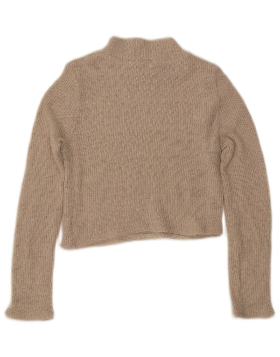 ZARA Maglione Corto da Donna con Collo Dolcevita UK 12 Medio Bianco Sporco