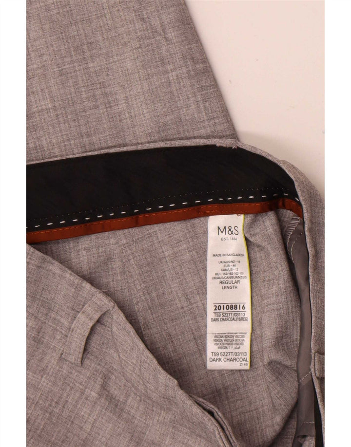 Pantaloni da abito da donna Marks & Spencer UK 16 Large W34 L30 Poliestere grigio