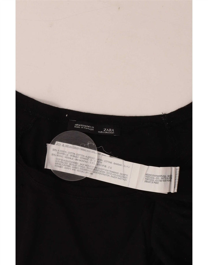 T-shirt grafica da donna Zara Top UK 12 cotone nero medio