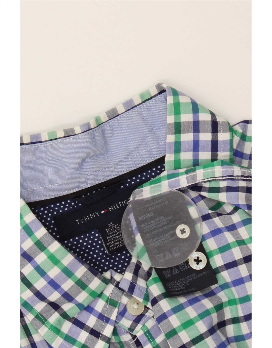Camicia a maniche corte da uomo Tommy Hilfiger XL in cotone a quadretti blu