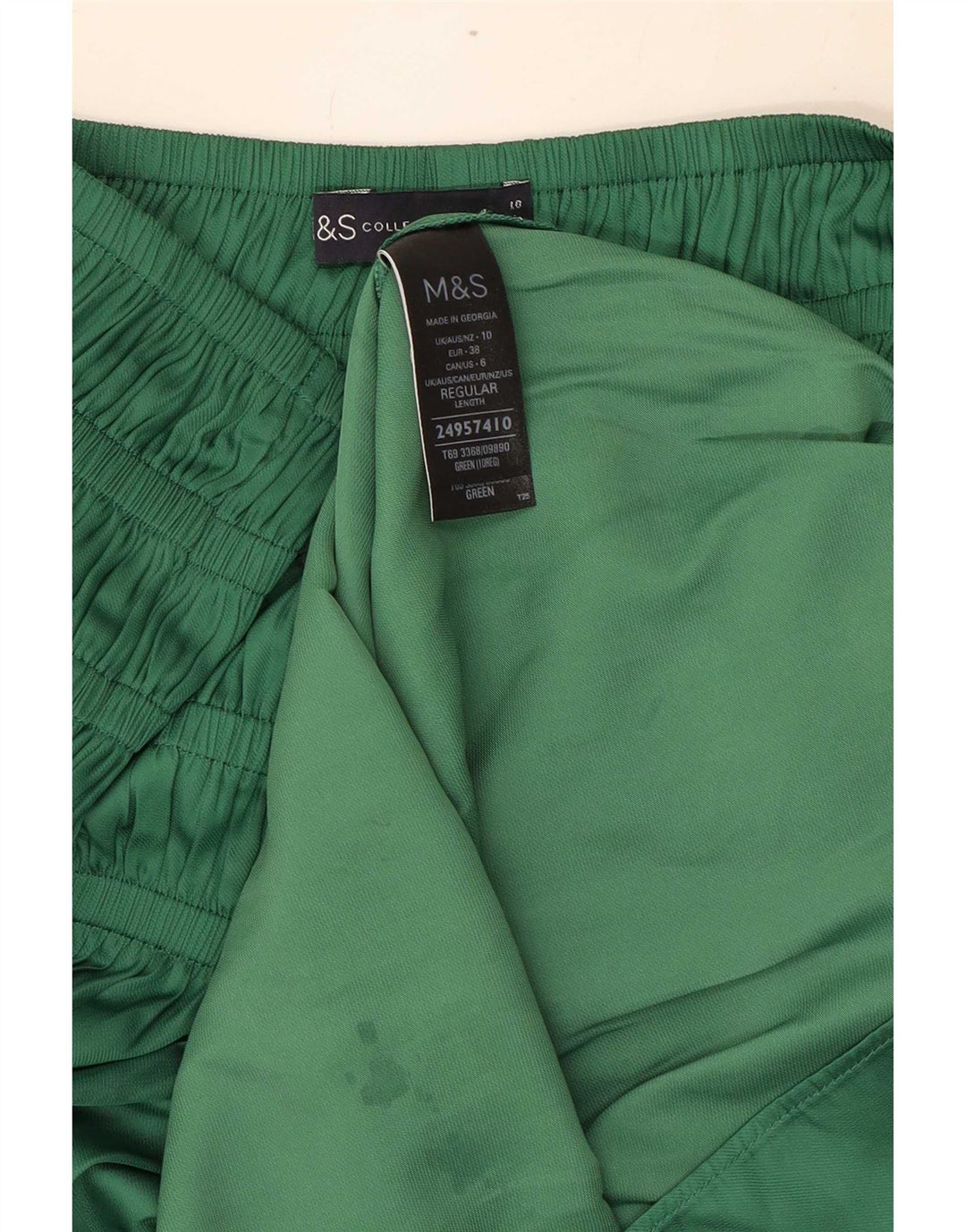 Gonna lunga da donna Marks & Spencer UK 10 piccola W34 poliestere verde