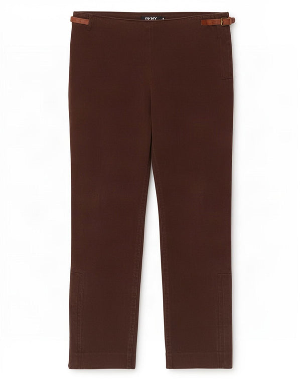 Pantaloni casual dritti da donna Dkny US 8 medi W32 L30 cotone marrone