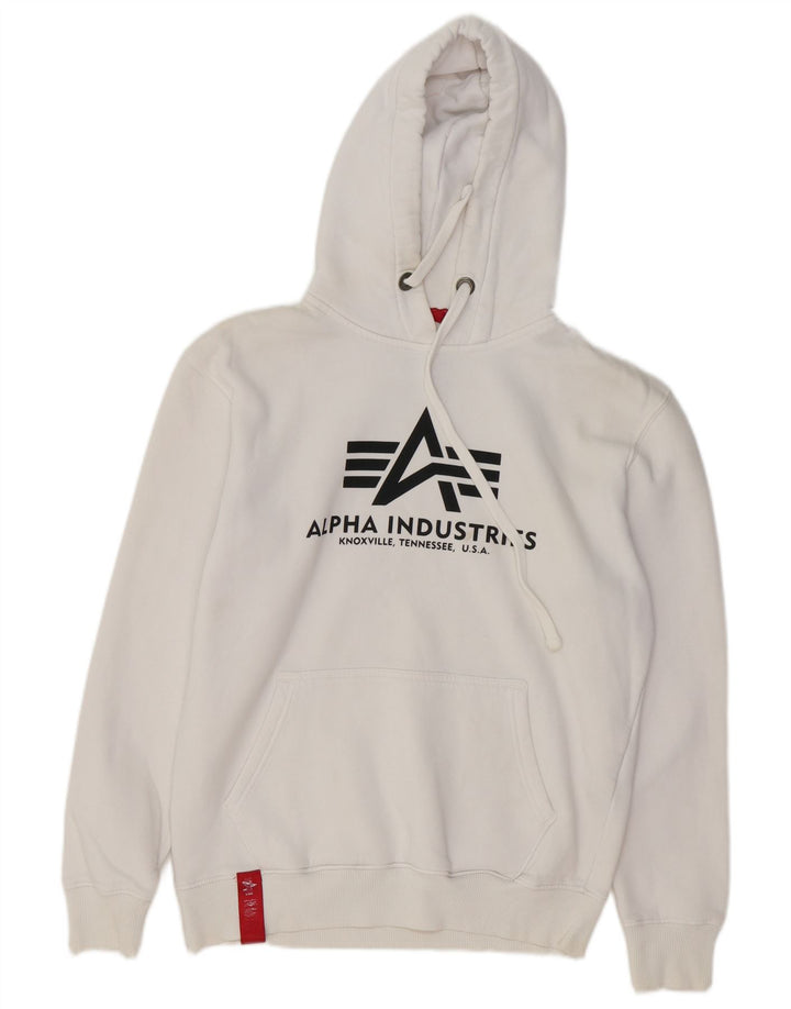 ALPHA INDUSTRIES Felpa con cappuccio grafica da uomo in cotone bianco medio