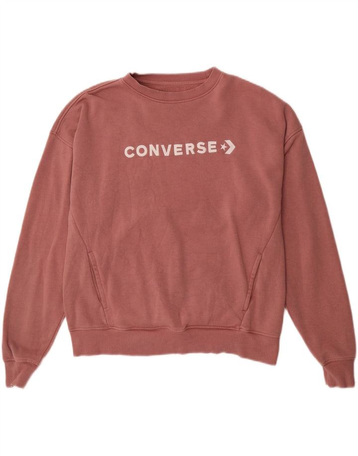 CONVERSE Womens Graphic Sweatshirt Jumper UK 14 Medium Pink Vintage Converse and Second-Hand Converse from Messina Hembry 