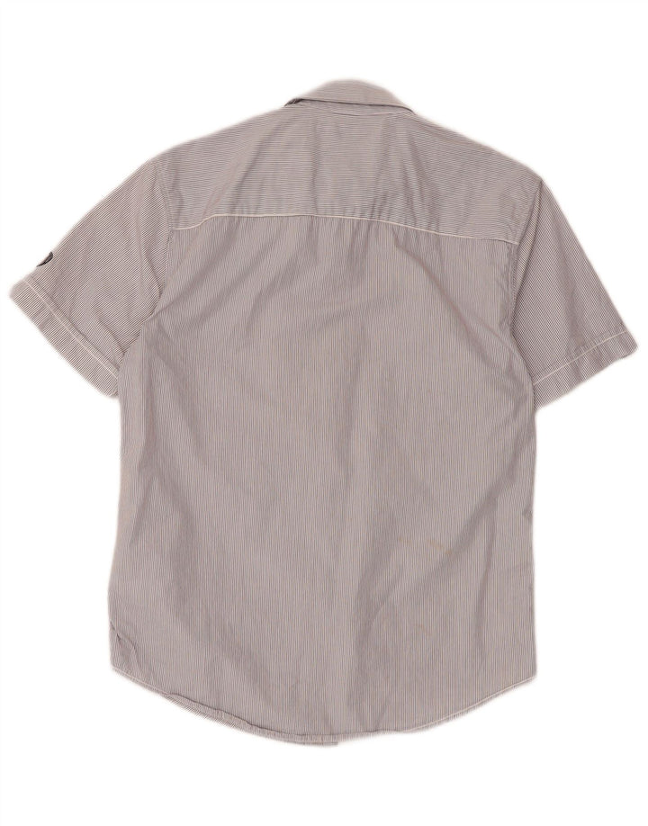 Camicia militare a maniche corte da uomo Ben Sherman in cotone a righe grigio medio