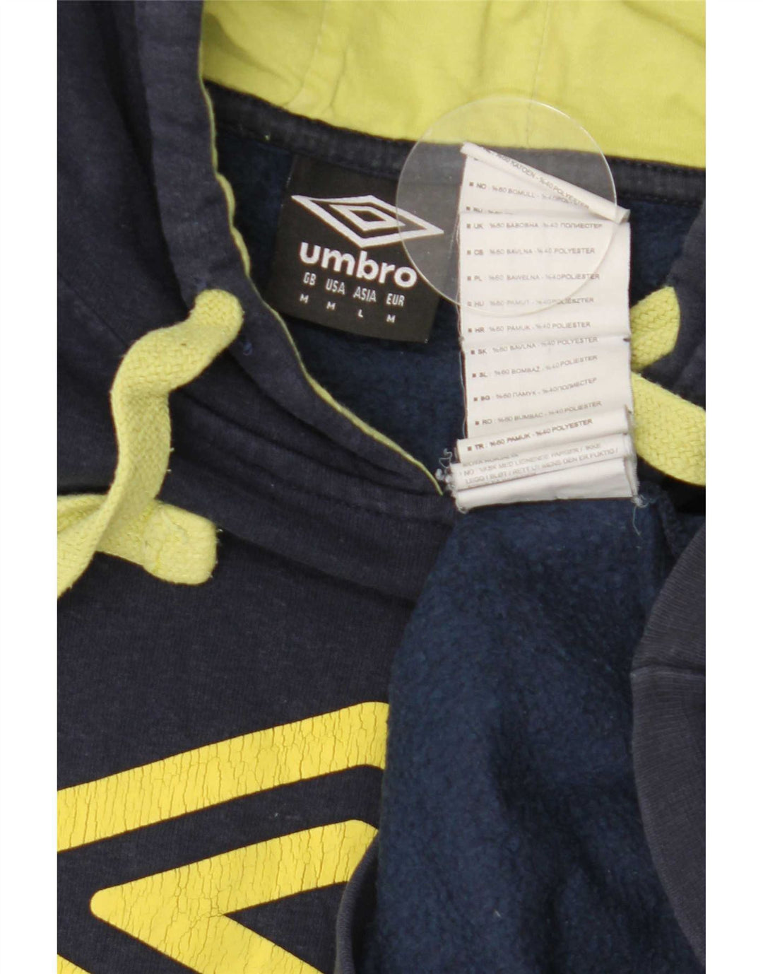 Maglione con cappuccio grafico da uomo Umbro medio in cotone blu navy