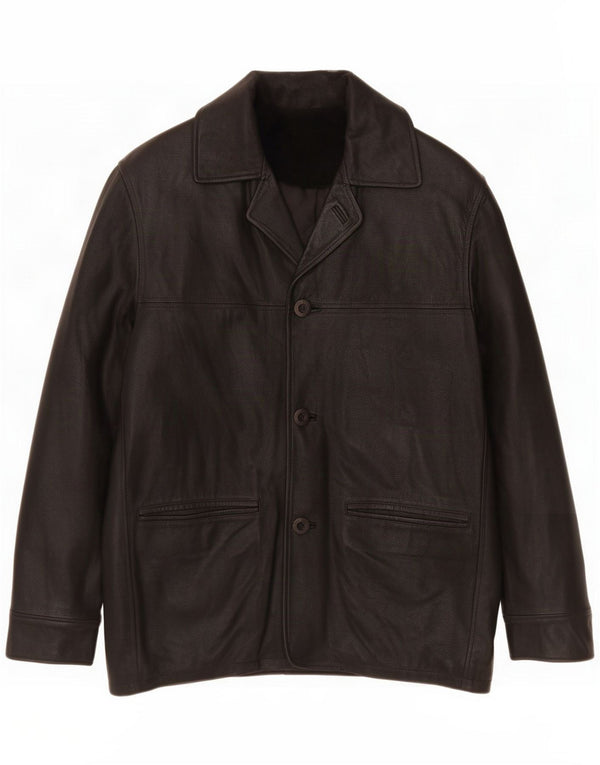 Forester Giacca blazer in pelle da uomo a 3 bottoni IT 48 Medium Black