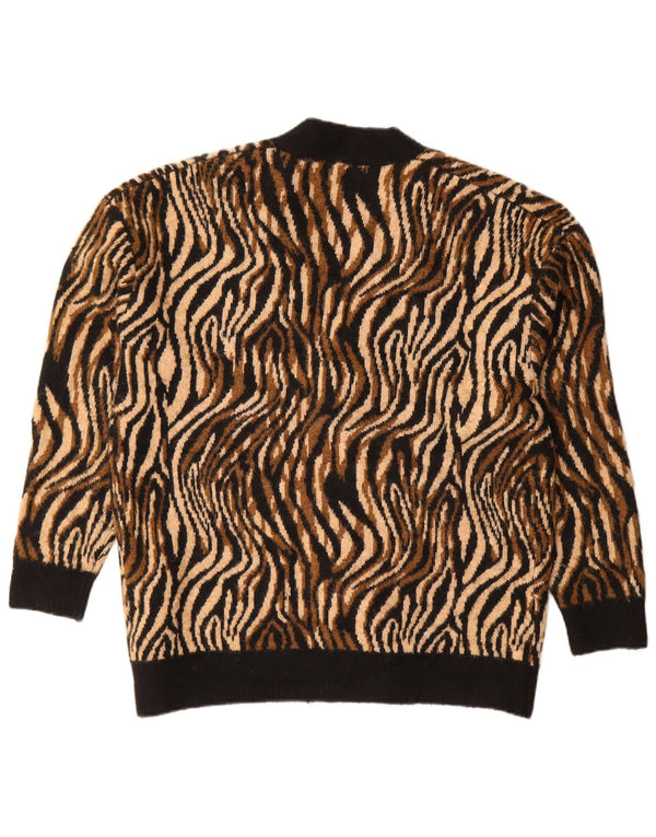 Maglione cardigan oversize da donna Zara UK 10 piccola stampa animalier marrone
