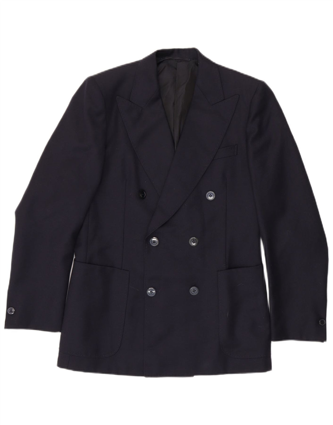 Giacca blazer doppiopetto vintage da uomo IT 48 blu navy medio