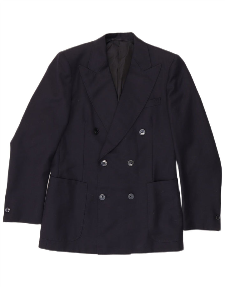 Giacca blazer doppiopetto vintage da uomo IT 48 blu navy medio