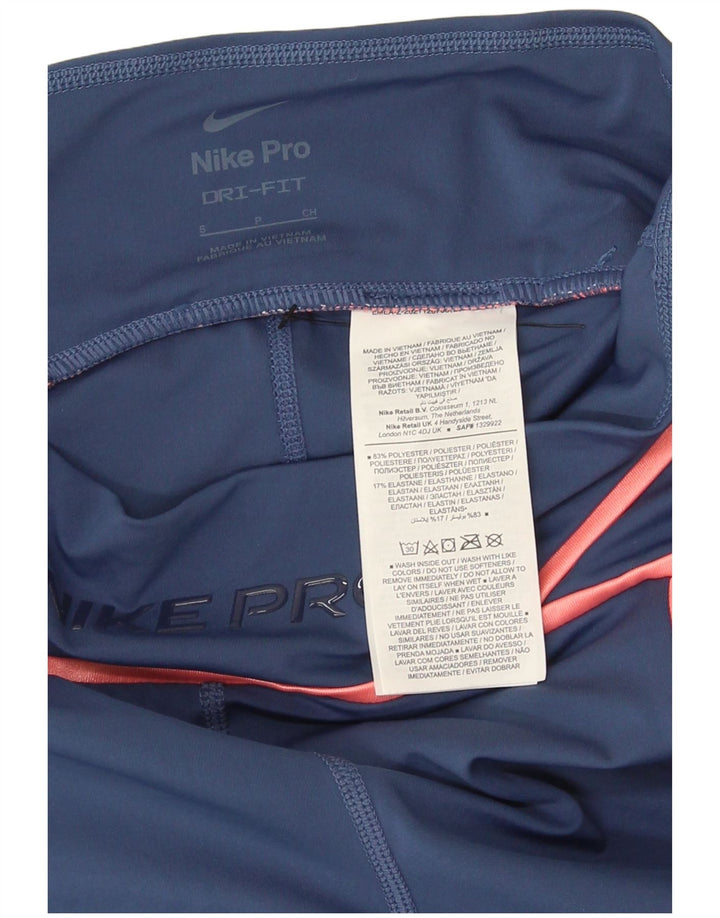 Leggings grafici Nike Dri Fit da donna UK 8 Small poliestere blu navy