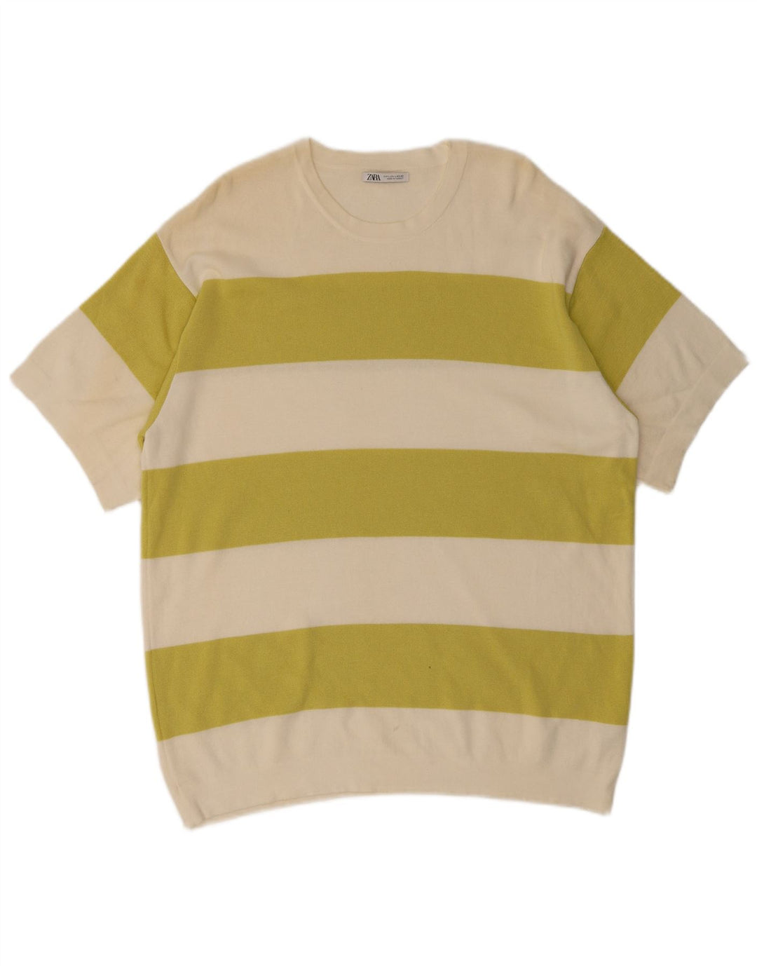 T-shirt da uomo Zara Top Large in cotone color block bianco sporco