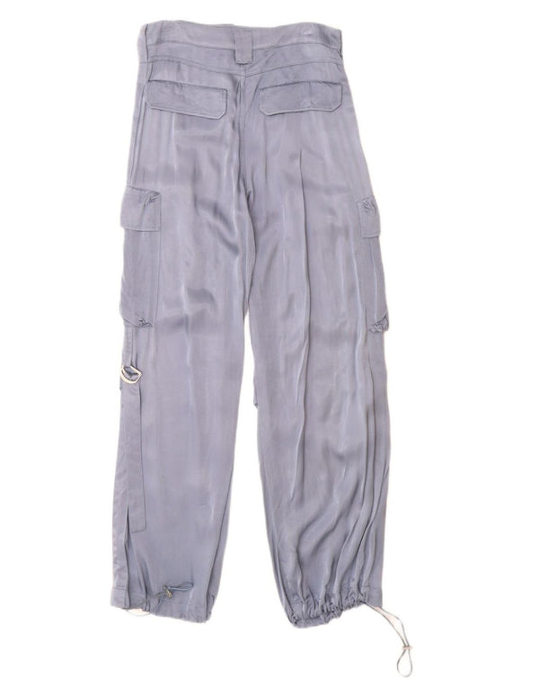 Pantaloni cargo dritti da donna ZARA XS W24 L30 blu viscosa
