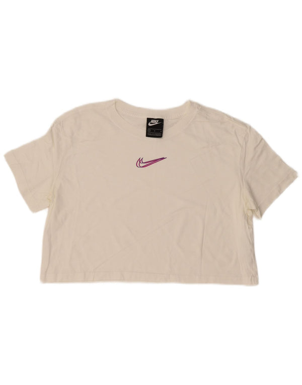 T-shirt grafica corta Nike da donna UK 14 cotone bianco medio