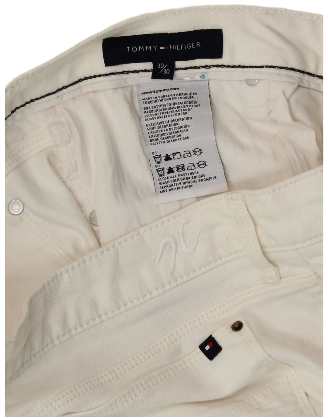 TOMMY HILFIGER Jeans bootcut da donna W30 L30 cotone bianco