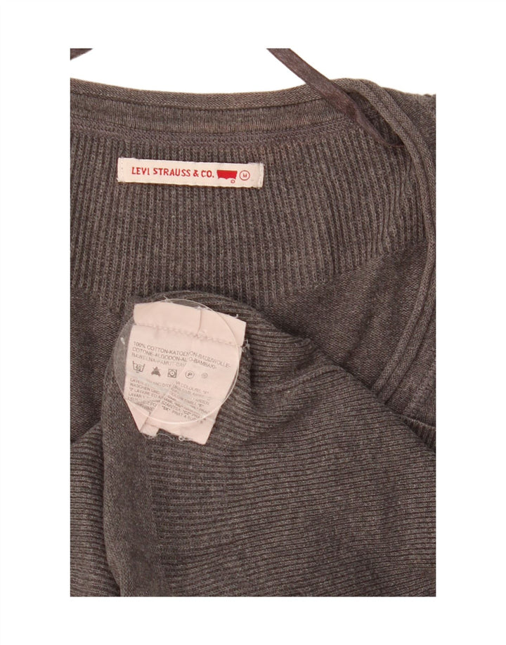 Maglione maglione con scollo a V da donna Levi's UK 12 Cotone grigio medio