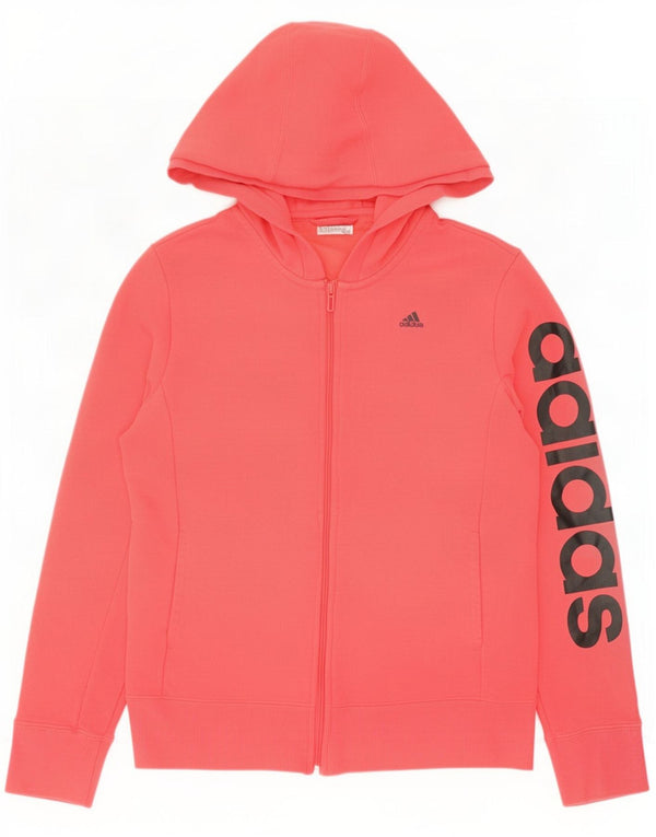 Felpa con cappuccio e zip grafica Adidas Climalite da donna UK 16/18 Large Rosa