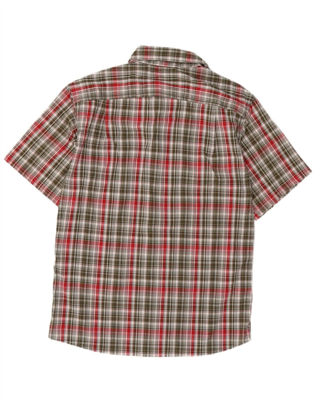 EDDIE BAUER Camicia a maniche corte da uomo Poliestere a quadri kaki medio