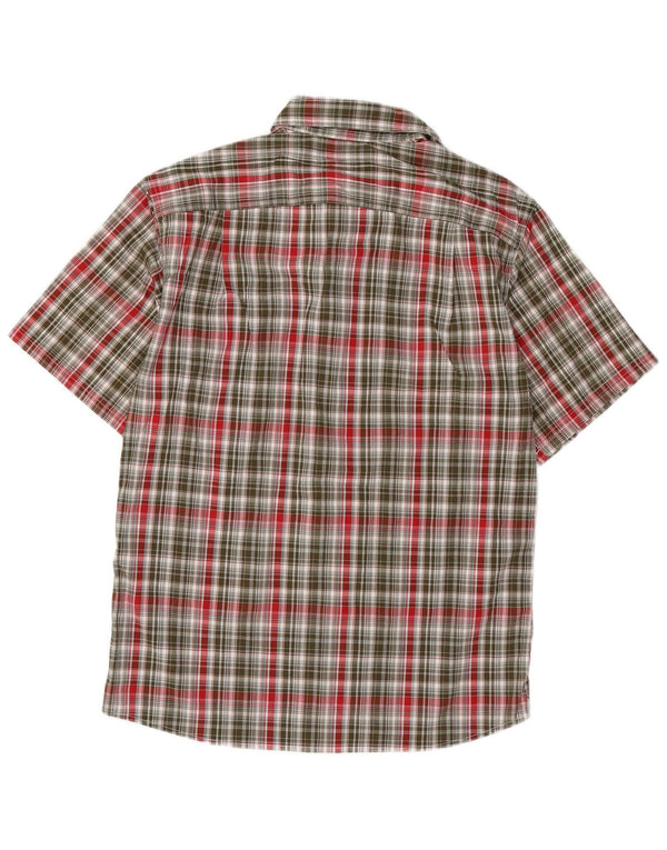 EDDIE BAUER Camicia a maniche corte da uomo Poliestere a quadri kaki medio