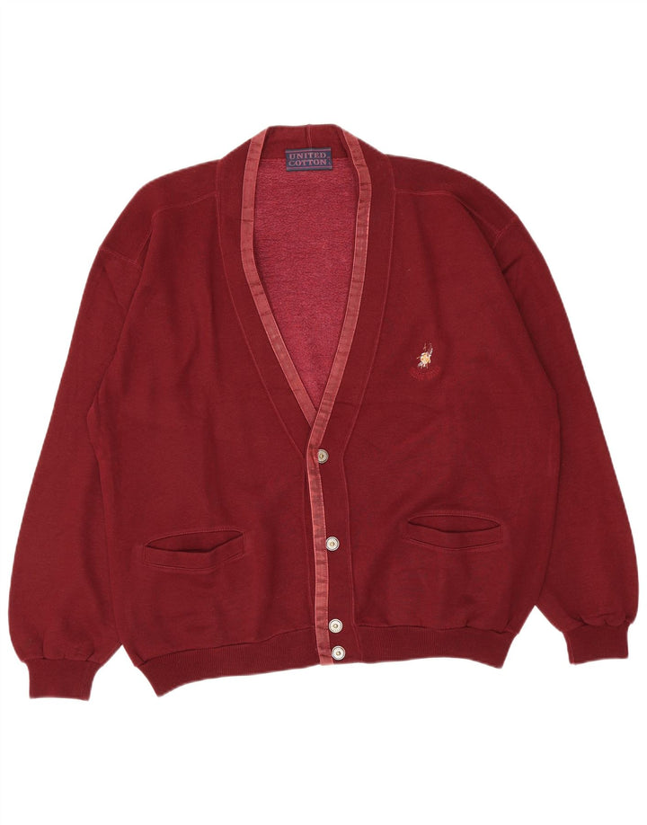 Maglione cardigan da uomo in cotone United grande bordeaux