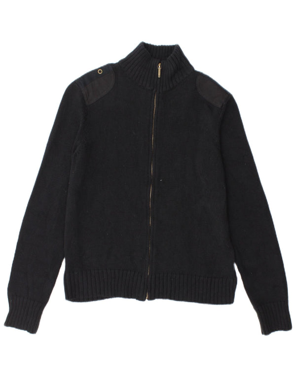 Maglione cardigan militare da donna Ralph Lauren UK 12 cotone blu navy medio