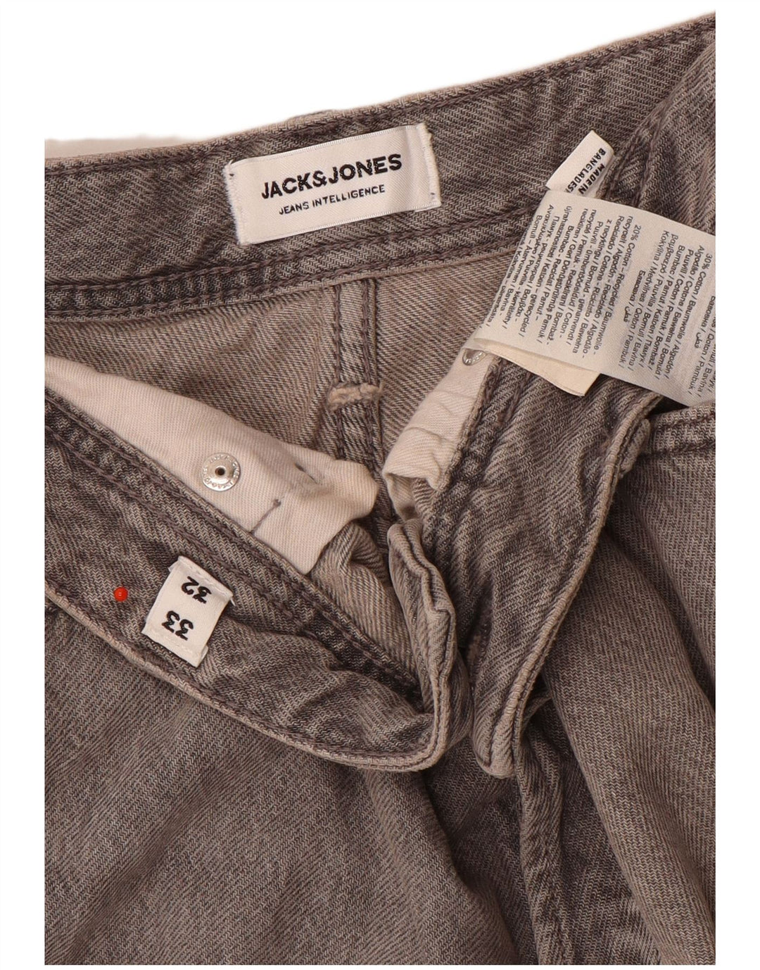 Jeans slim da uomo Jack & Jones W33 L32 cotone grigio