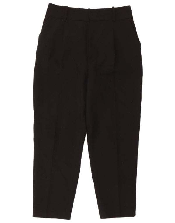 Pantaloni chino affusolati a vita alta da donna Zara grandi W30 L27 poliestere nero