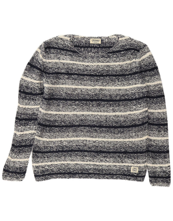 Jack & Jones Maglione da uomo con scollo a barca XL in cotone a righe blu navy