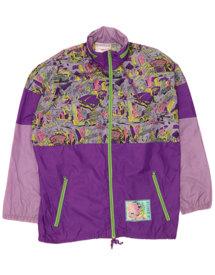 J JEANTEX Giacca antipioggia da uomo vestibilità ampia UK 40 Large Purple Colourblock