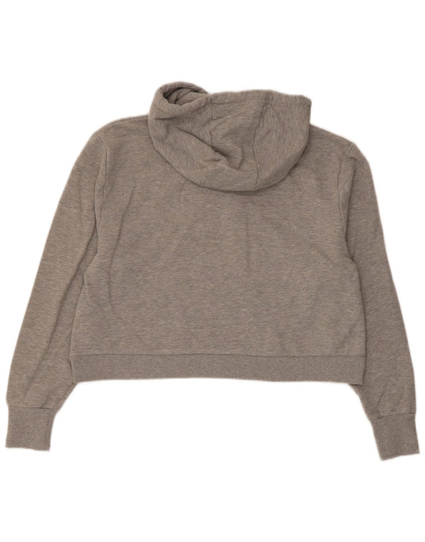 Maglione corto con cappuccio grafico oversize da donna Ellesse UK 10 piccolo cotone grigio