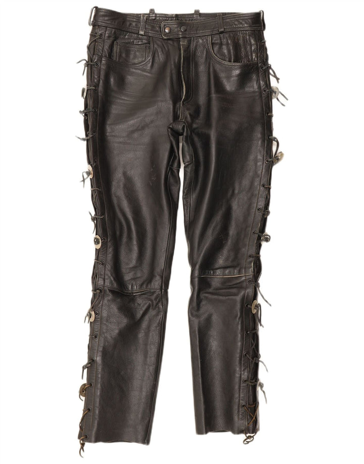 Pantaloni in pelle da uomo Louis IT 50 Large W34 L32 Pelle nera