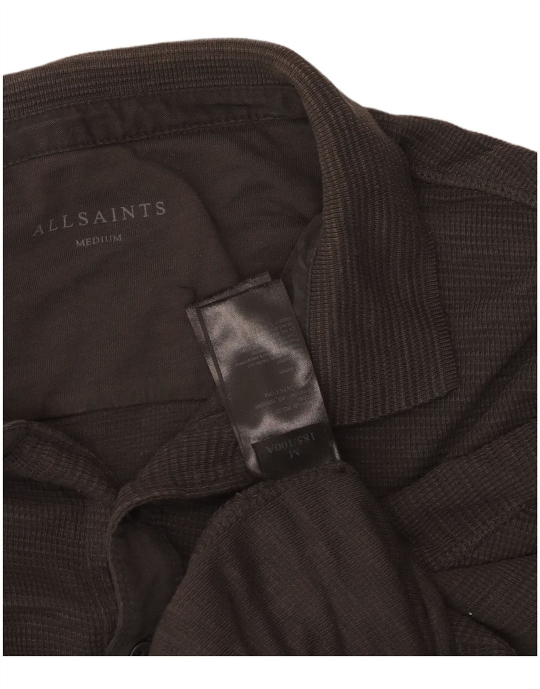 Polo da uomo a maniche lunghe All Saints in cotone grigio medio