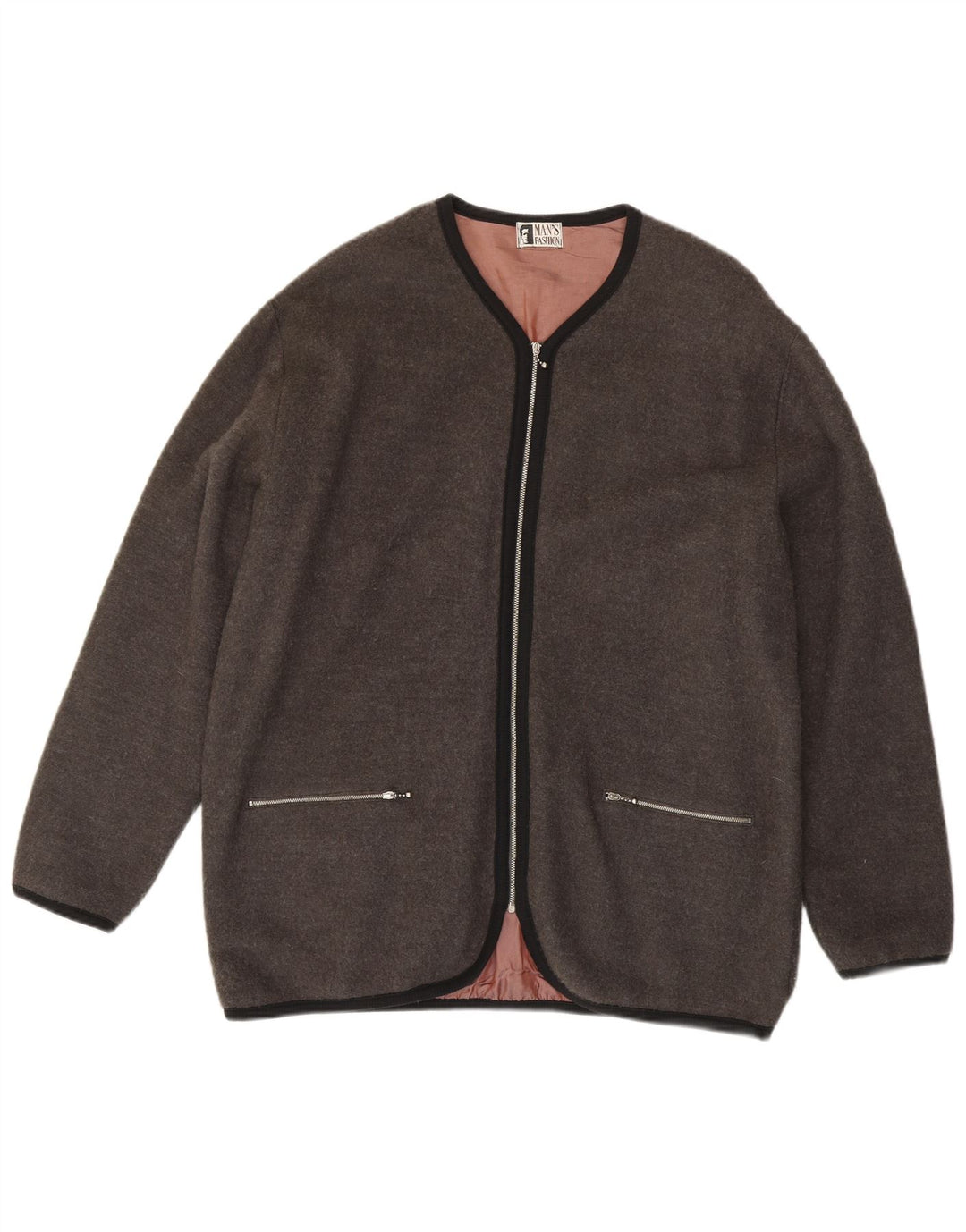 Maglione cardigan da uomo vintage XL grigio acrilico