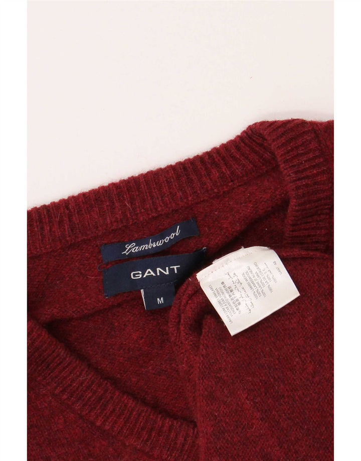 Gant Maglione da uomo con scollo a V in lana d'agnello screziata bordeaux medio