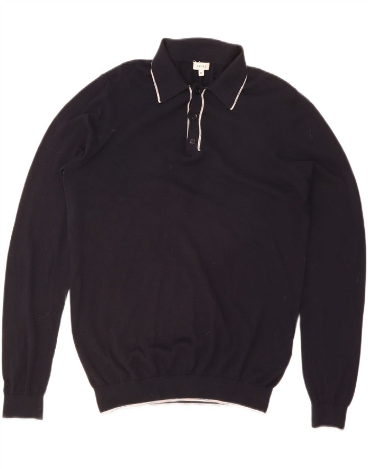 Maglione REISS da uomo con collo alto in cotone blu navy medio