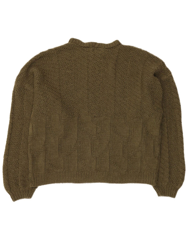 Maglione maglione girocollo oversize da donna VINTAGE UK 18 XL Cachi