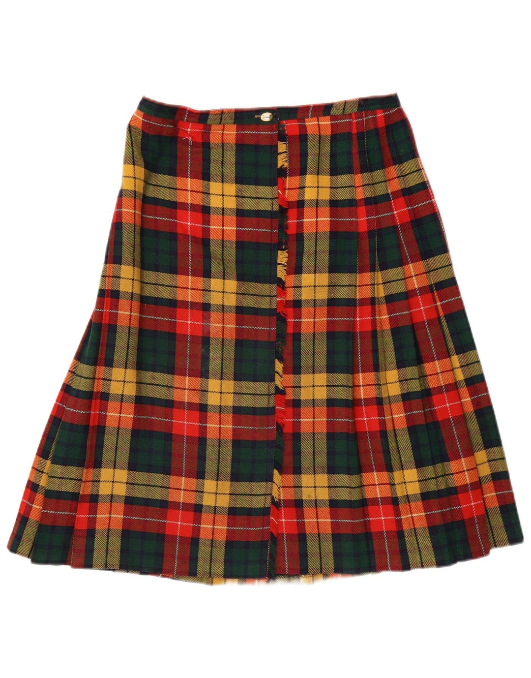 Gonna a portafoglio geometrica da donna vintage IT 44 media W29 scozzese multicolore