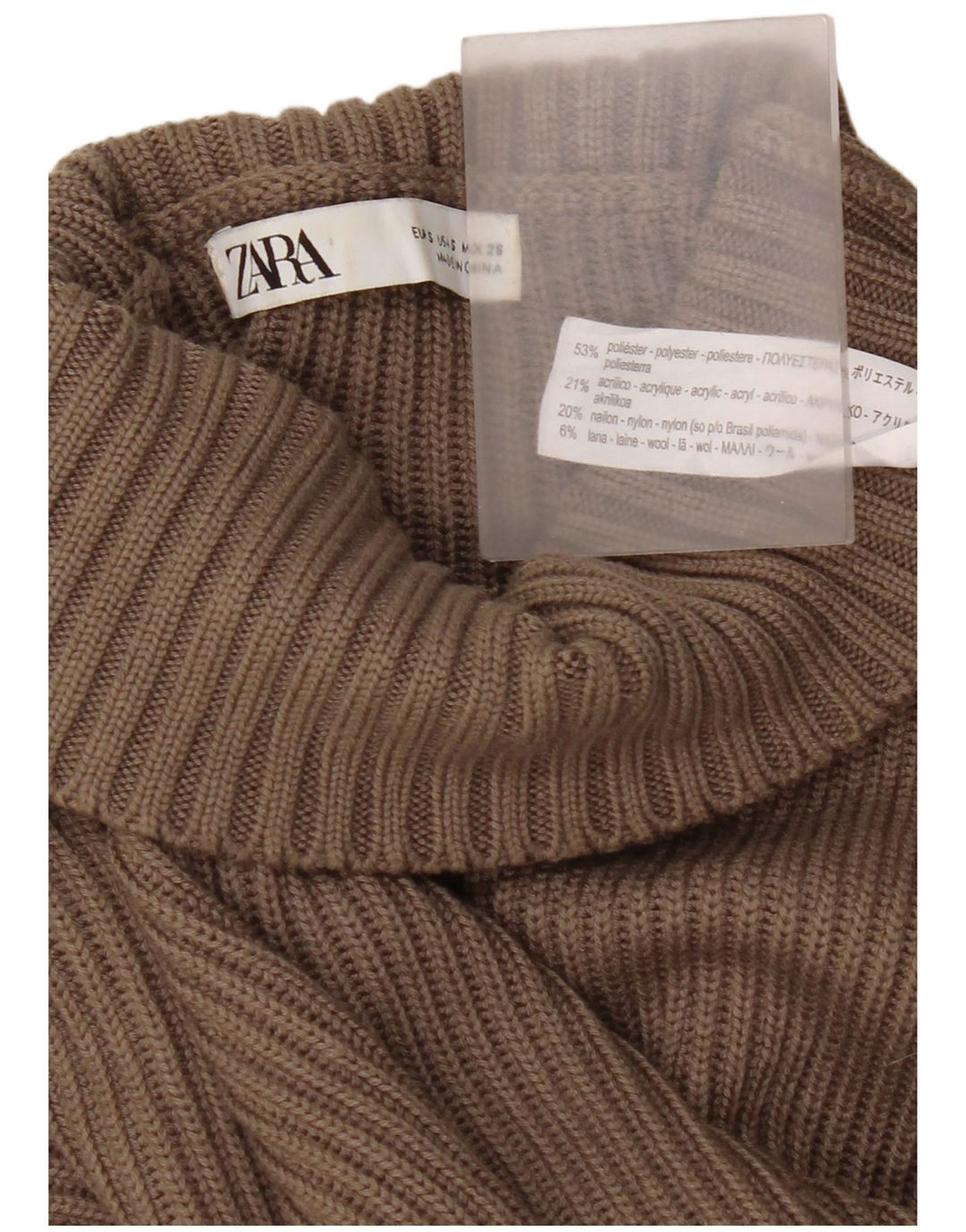 Maglione maglione oversize con collo dolcevita da donna Zara UK 10 piccolo marrone