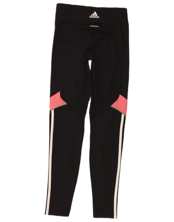 Leggings Adidas Aeroready per ragazze 14-15 anni in poliestere color block nero