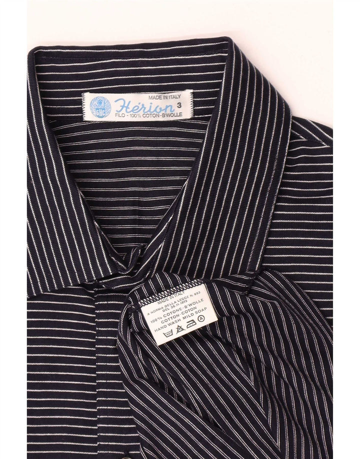 Polo da uomo Herion in cotone gessato medio blu navy