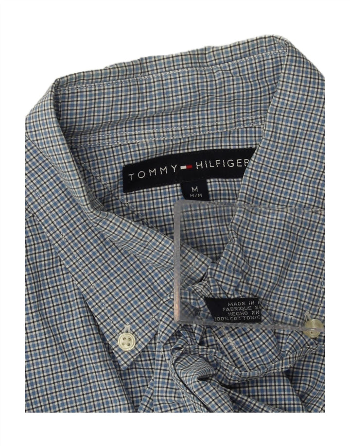 TOMMY HILFIGER Mens Short Sleeve Shirt Medium Blue Check Cotton Vintage Tommy Hilfiger and Second-Hand Tommy Hilfiger from Messina Hembry 