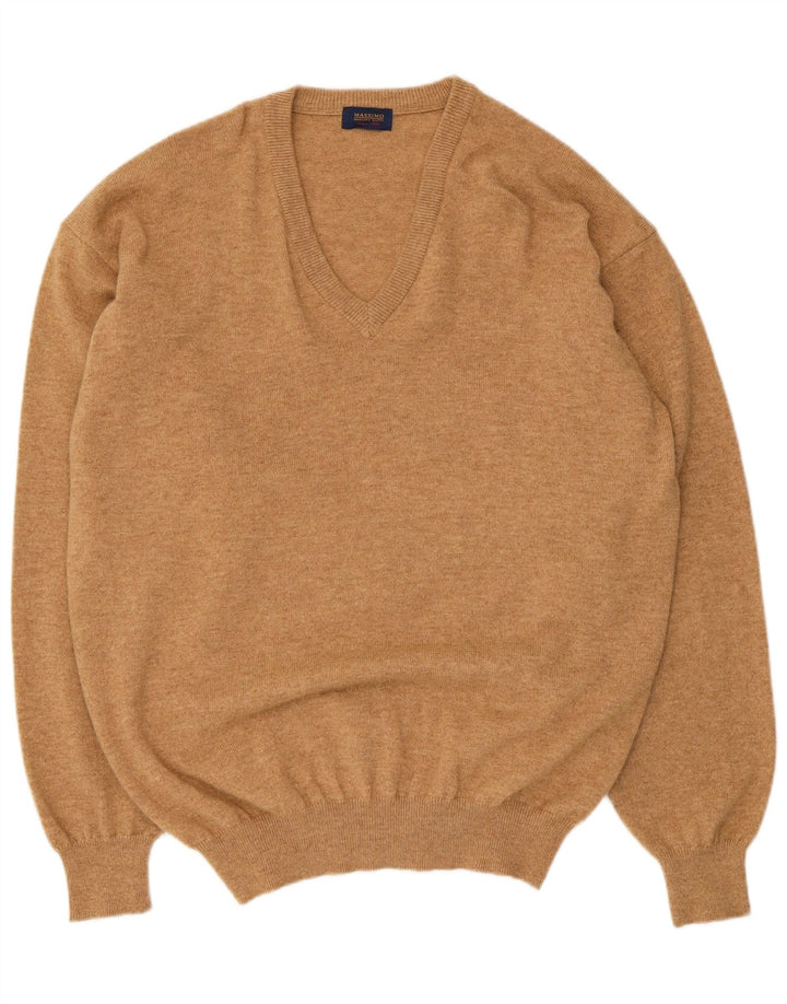 Massimo Dutti Maglione da uomo con scollo a V XL in lana beige