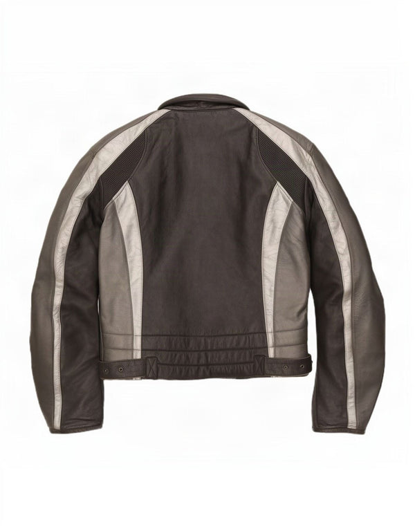 Giacca da pilota in pelle vintage da uomo IT 52 Large Black Colourblock