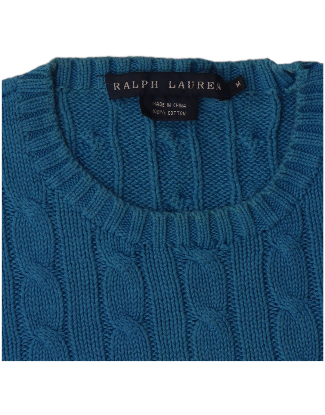 RALPH LAUREN Maglione maglione girocollo da donna UK 12 Cotone blu medio