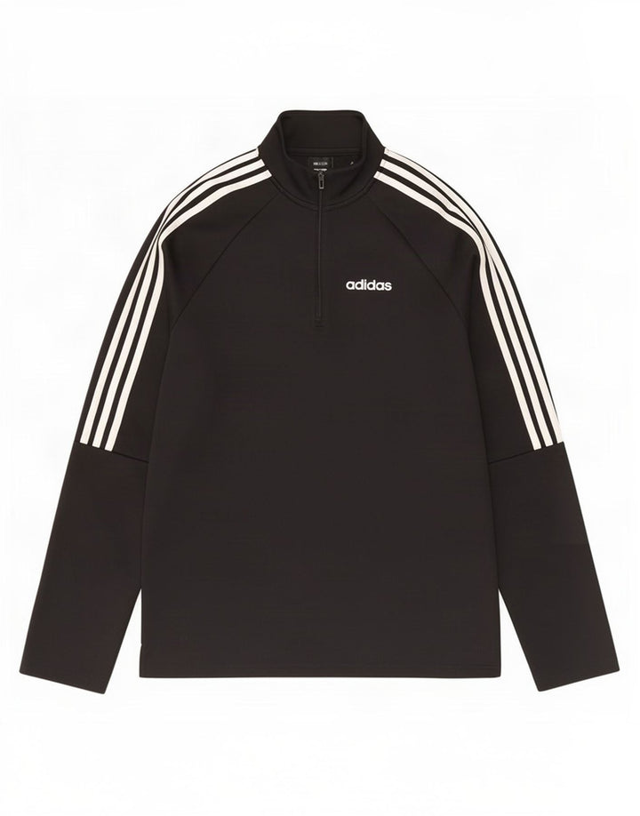 Top della tuta da ginnastica Adidas Climalite con zip e collo da uomo, colore nero medio