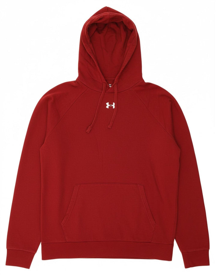UNDER ARMOUR Mens Hoodie Jumper Medium Burgundy Cotton