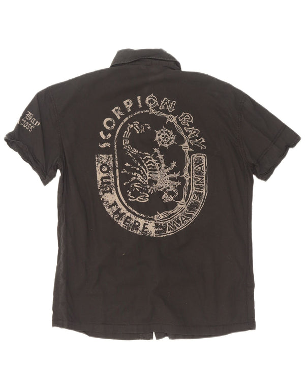 Camicia a maniche corte grafica da ragazzo Scorpion Bay 11-12 anni 2XL cotone nero